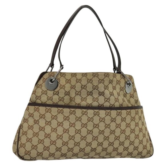 GUCCI GG Canvas Shoulder Bag Beige Silver 121023 Auth - Picture 3 of 16